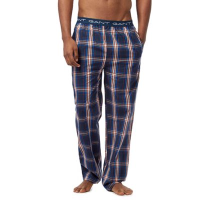 Navy check print pyjama pants